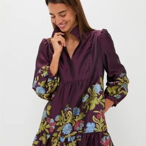 Tuckernuck Purple Dress with Floral Embroidery